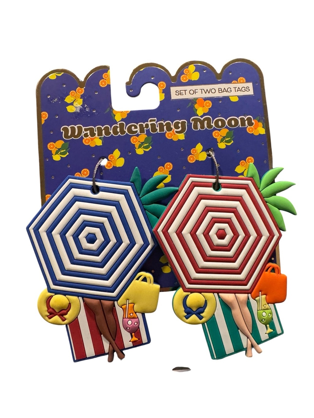 Beach Umbrella Bag Tags - Blue & Red - Set of 2